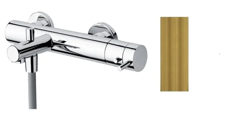 Waterevolution Flow θερμοστάτης μπάνιου με σετ ντους χειρός από ορείχαλκο φυσικό χρώμα T130TLE