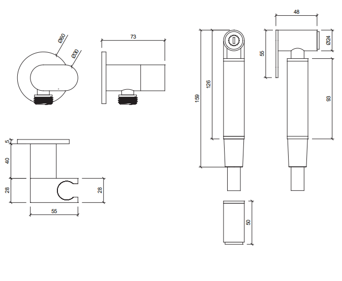 Σετ χειροκίνητου μπιντέ Waterevolution Flow PVD Gun Metal T1626GME