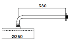 WaterEvolution Flow κεφαλή ντους 250mm με σύνδεση τοίχου Βουρτσισμένος Ορείχαλκος T164125LE