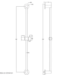 WaterEvolution Flow συρόμενη ράβδος 800mm PVD βουρτσισμένο χαλκό T1660CPE