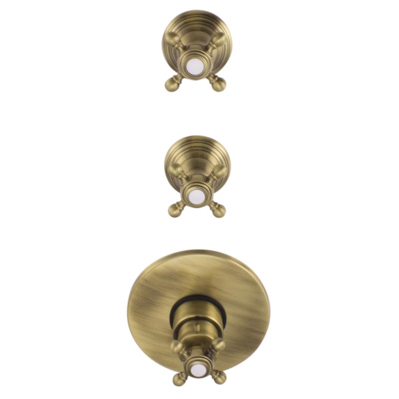 PB Classic νοσταλγικός εντοιχισμένος θερμοστάτης ντους με 2 βαλβίδες διακοπής μπρούντζος.