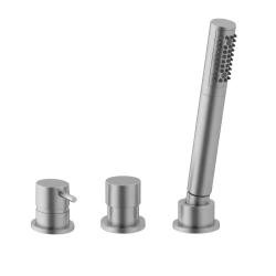 Waterevolution Flow Μπαταρία μπάνιου 3 οπών για τοποθέτηση στο χείλος της μπανιέρας από ανοξείδωτο χάλυβα T138SBIE