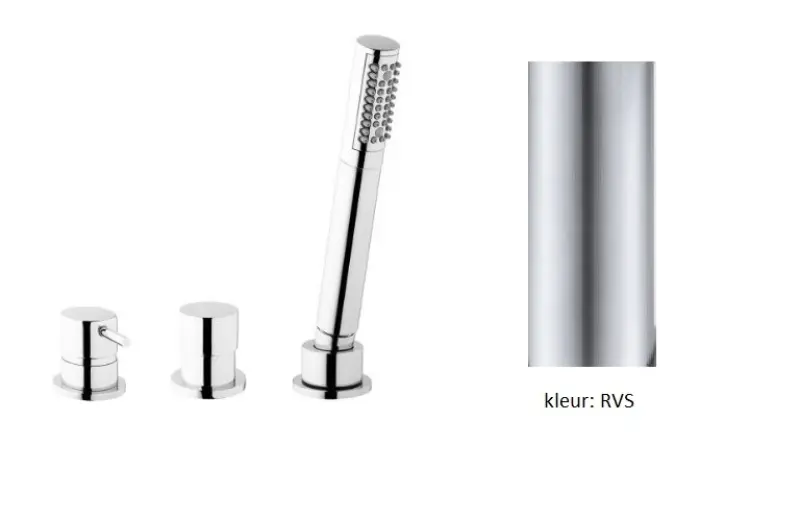 Waterevolution Flow Μπαταρία μπάνιου 3 οπών για τοποθέτηση στο χείλος της μπανιέρας από ανοξείδωτο χάλυβα T138SBIE