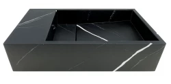 Μασίφ μαρμάρινη επιφάνεια Solid-S, νιπτήρας B40xD22xH10cm, μαύρο ματ μάρμαρο, αριστερά χωρίς οπή για βρύση 1208954632