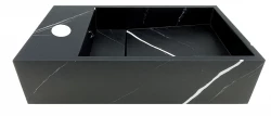 Solid-S Marble συμπαγής επιφάνεια νιπτήρας B40xD22xH10cm μαύρο ματ αριστερά με οπή για βρύση 1208954633