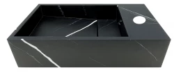 Solid-S Μαρμάρινη επιφάνεια βρύσης B40xD22xH10cm ματ μαύρο μάρμαρο δεξιά με τρύπα βρύσης 1208954634