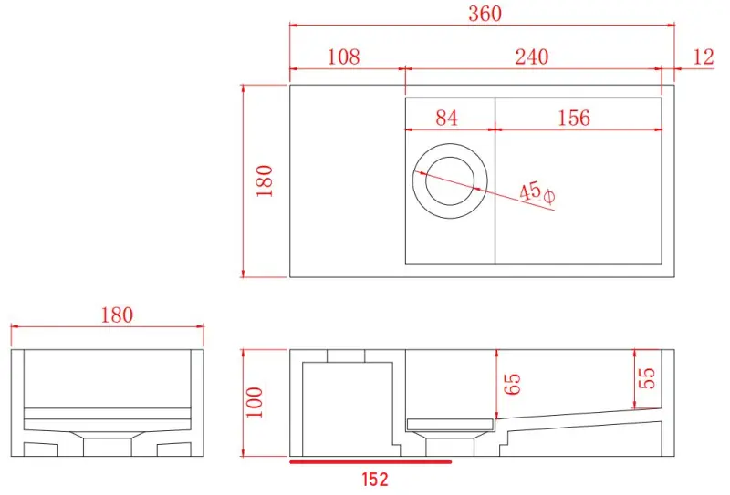 Solid-S Μάρμαρο επιφάνειας συμπαγούς υλικού νιπτήρας B36xD18xH10cm ματ μαύρο μάρμαρο αριστερά χωρίς οπή για βρύση 1208954636