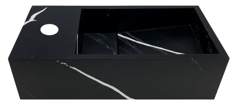 Συμπαγής επιφάνεια Solid-S Marble, νεροχύτης B36xD18xH10cm, ματ μαύρο μάρμαρο, αριστερή πλευρά με οπή για βρύση 1208954637