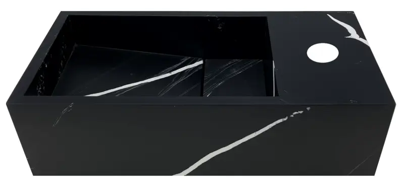 Solid-S Marble solid surface βρύση B36xD18xH10cm μαρμάρινο ματ μαύρο δεξιά με τρύπα βρύσης 1208954638