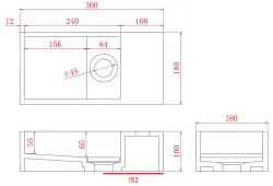 Συμπαγής επιφάνεια μαρμάρου Solid-S, νιπτήρας B36xD18xH10cm, μαύρο ματ μάρμαρο, δεξιά χωρίς οπή για βρύση 1208954639.