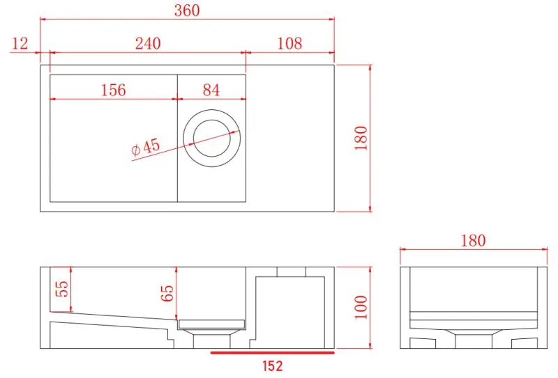 Συμπαγής επιφάνεια μαρμάρου Solid-S, νιπτήρας B36xD18xH10cm, μαύρο ματ μάρμαρο, δεξιά χωρίς οπή για βρύση 1208954639.