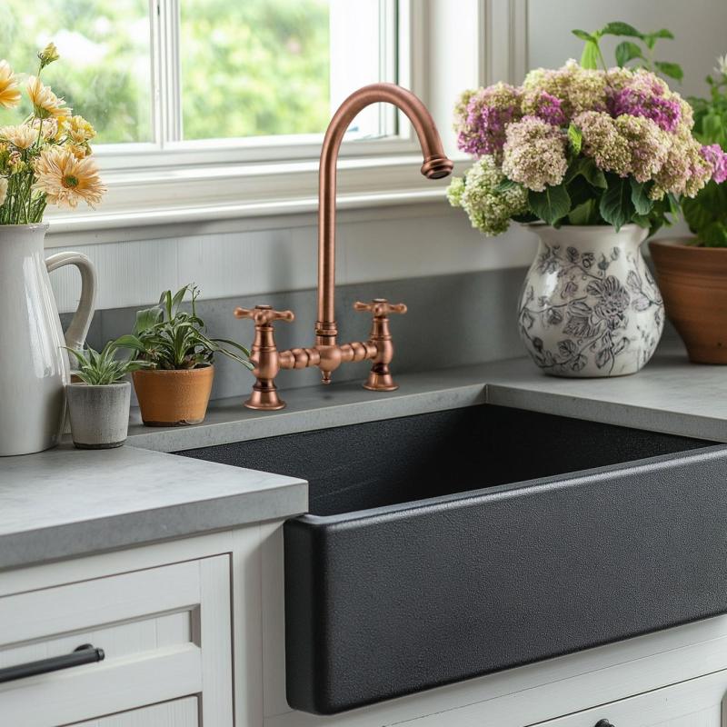 PB Νοσταλγική Βρύση Κουζίνας Γέφυρας χαλκού με στρογγυλή ροή και αστέρια 1208954670