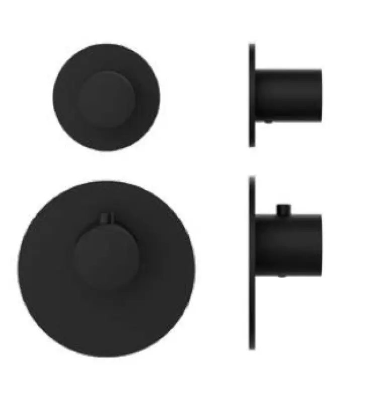 SB AESTHETICS Στρογγυλή Εντοιχιζόμενη θερμοστατική βρύση με 2 εξόδους / διακόπτη-μετατροπέα μαύρο ματ 1208954916