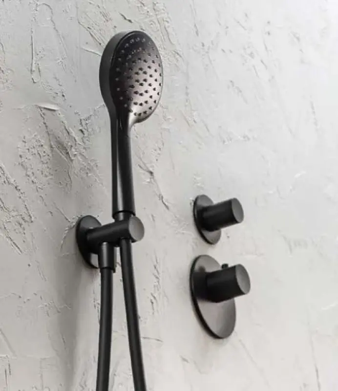 SB AESTHETICS Στρογγυλή Εντοιχιζόμενη θερμοστατική βρύση με 2 εξόδους / διακόπτη-μετατροπέα μαύρο ματ 1208954916