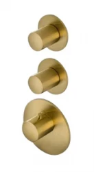 SB 316 AESTHETICS Στρογγυλή εντοιχισμένη θερμοστατική βρύση με 2 εξόδους / 2 x διακόπτες PVD σε βουρτσισμένο χρυσό 1208954944