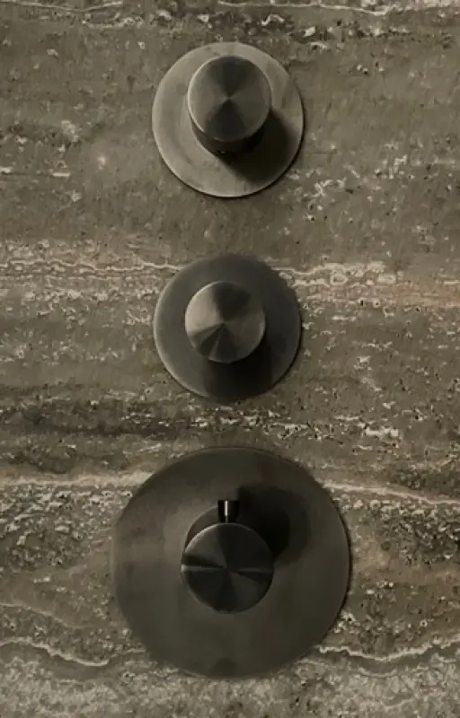 SB 316 AESTHETICS Στρογγυλός Εντοιχισμένος θερμοστατικός μίκτης με 2 εξόδους / 2 x διακόπτες PVD gun metal βουρτσισμένο 1208954945