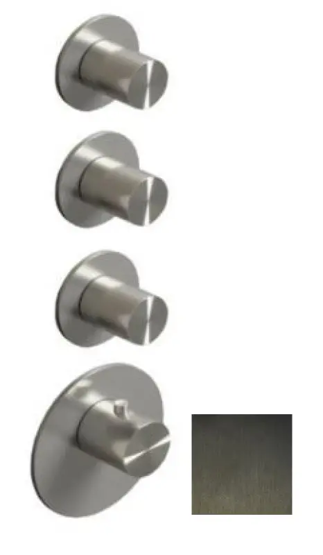 SB 316 ΑΙΣΘΗΤΙΚΗ Στρογγυλή Εντοιχιζόμενη θερμοστατική βρύση με 3 εξόδους/ 3x βαλβίδα στοπ PVD gun metal βουρτσισμένο 1208954967