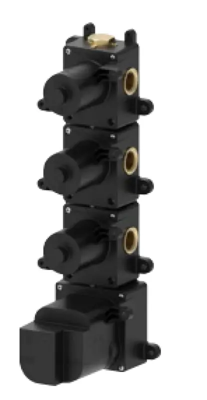 SB 316 ΑΙΣΘΗΤΙΚΗ Στρογγυλή Εντοιχιζόμενη θερμοστατική βρύση με 3 εξόδους/ 3x βαλβίδα στοπ PVD gun metal βουρτσισμένο 1208954967