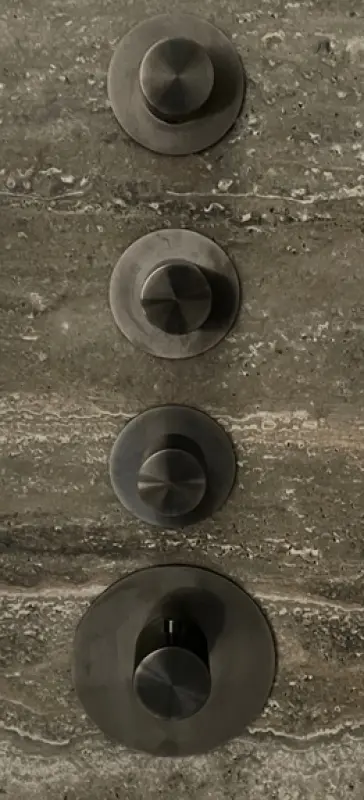 SB 316 ΑΙΣΘΗΤΙΚΗ Στρογγυλή Εντοιχιζόμενη θερμοστατική βρύση με 3 εξόδους/ 3x βαλβίδα στοπ PVD gun metal βουρτσισμένο 1208954967