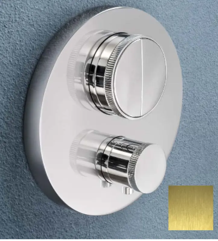 SB Push Round Εντοιχισμένη θερμοστατική βρύση με κουμπί εναλλαγής και ρυθμιστή όγκου PVD βουρτσισμένο χρυσό 1208955071