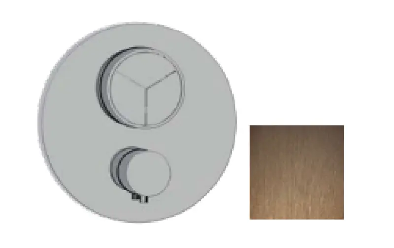 SB Push Round Ενσωματωμένη θερμοστατική βαλβίδα με κουμπί πίεσης, 3-θέσιο διακόπτη και ρυθμιστή όγκου PVD χαλκού 1208955119