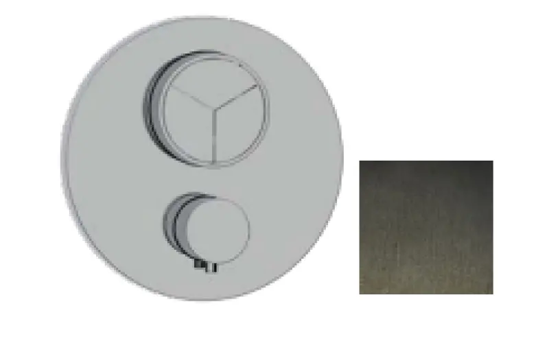 SB Push Round Εντοιχιζόμενη θερμοστατική μπαταρία με κουμπί πίεσης, 3-οδη εκτροπέα και ρυθμιστή όγκου PVD gun metal 1208955121