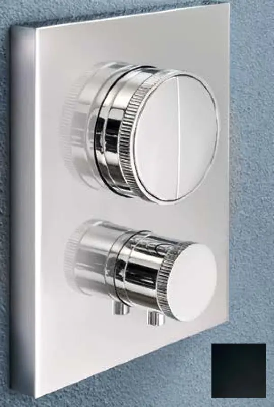 SB Push Square Εντοιχισμένη βρύση θερμοστάτη με κουμπί πίεσης αλλαγέα και ρυθμιστή έντασης σε ματ μαύρο 1208955126