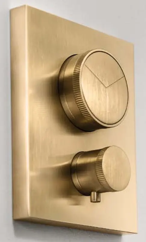SB Push Square Εντοιχιζόμενη θερμοστάτης μπαταρίας με κουμπί πίεσης 3 δρόμων διακόπτης και ρυθμιστής έντασης PVD χρυσό 1208955137