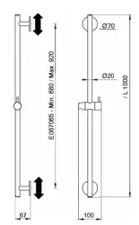SB Rubinetterie Universale L 1000 Flexi Round στήριγμα ντους χρώμιο 1208955231
