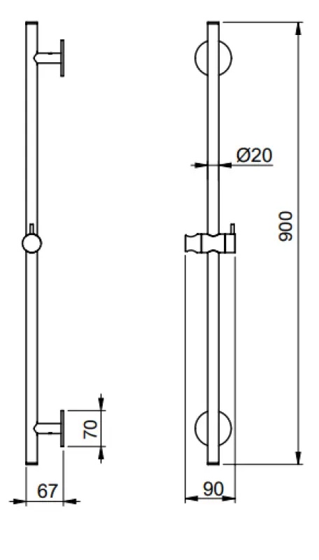 SB Rubinetterie Universal L900 Ράγα από ανοξείδωτο ατσάλι 316 1208955238