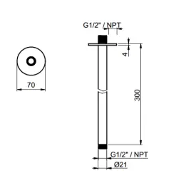 SB Round 316 οροφής ντους μπράτσο στρογγυλό 30 εκ PVD gun metal1208955308