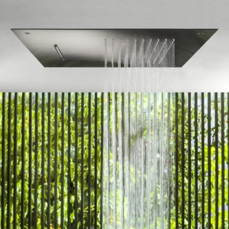 SB Square 316 Εντοιχισμένη κεφαλή ντους βροχής με καταρράκτη 50x50cm οροφής PVD gun metal 1208955320