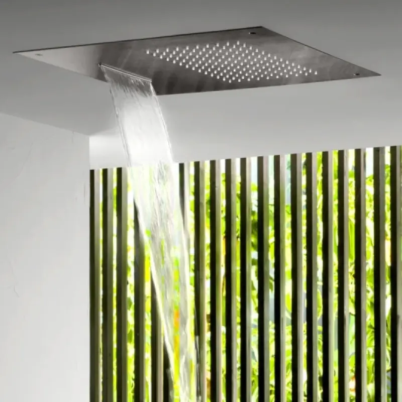 SB Square 316 Εντοιχισμένη κεφαλή ντους βροχής με καταρράκτη 50x50cm οροφής PVD gun metal 1208955320