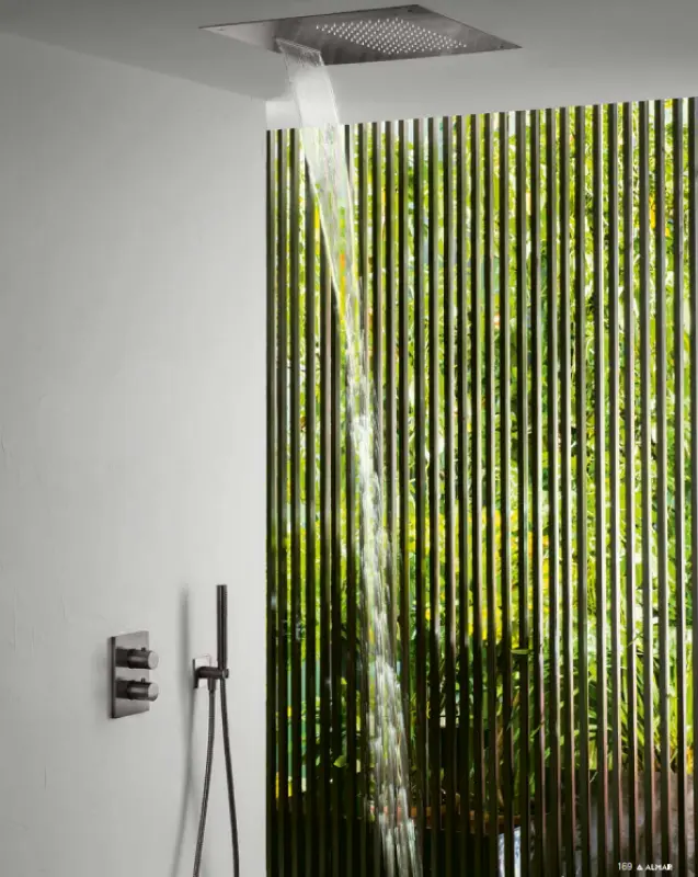 SB Square 316 Εντοιχισμένη ντους βροχής με κύμα spray 38x38cm PVD gun metal 1208955326