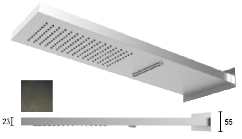 SB Square 316 Βροχή ντους με σύνδεση στον τοίχο και καταρράκτη ντους PVD gun metal 1208955332