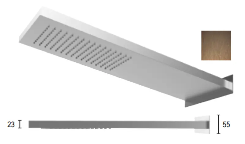 SB Square 316 Ντους βροχής με σύνδεση τοίχου, κύρια κεφαλή ντους PVD χαλκού 1208955333