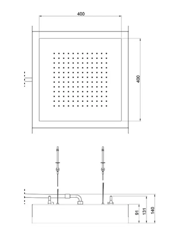 SB Rainbow Ενσωματωμένη ντουζιέρα βροχής σε οροφή με φωτισμό και 1 τύπο ακτίνας, εξ ολοκλήρου από ανοξείδωτο ατσάλι 1208955375