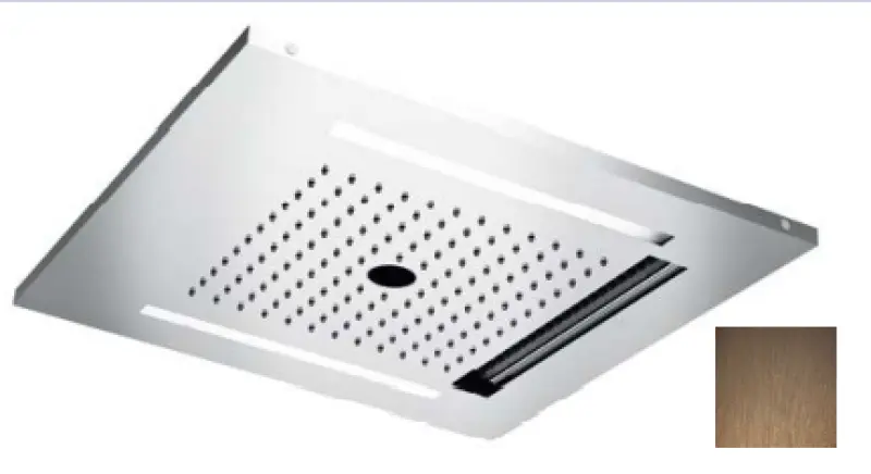 SB Wire-Twist Εντοιχισμένο ντους βροχής με φωτισμό χρωματοθεραπείας PVD Χαλκός 1208955380