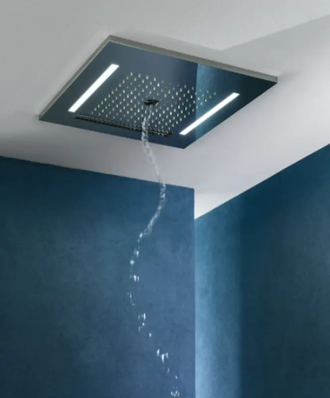 SB Wire-Twist Εντοιχισμένο ντους βροχής με φωτισμό χρωματοθεραπείας PVD Χαλκός 1208955380