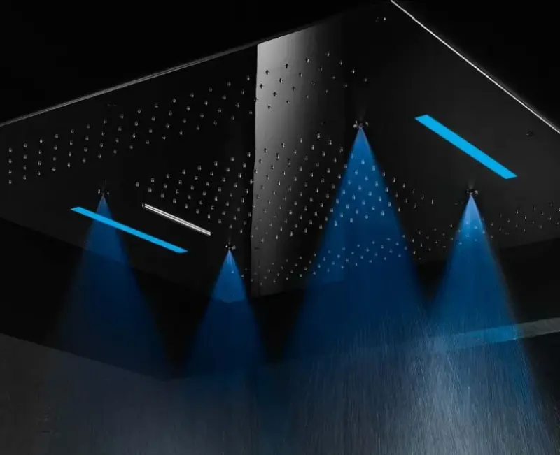 SB Square εντοιχιζόμενο ντους βροχής με 4 τύπους πίδακα και φωτισμό χρωματοθεραπείας, πλήρως από ανοξείδωτο ατσάλι 1208955384