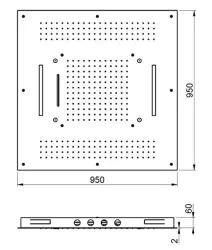 SB Square εντοιχισμένο Ντους Βροχής με 4 τύπους ακτίνων και φωτισμό χρωματοθεραπείας σε ματ λευκό 1208955386