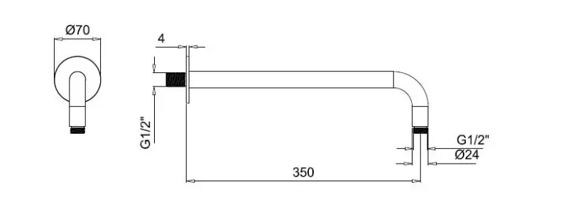 SB Round ντους σετ βουρτσισμένο RVS 316 εντοιχισμένο πλήρες