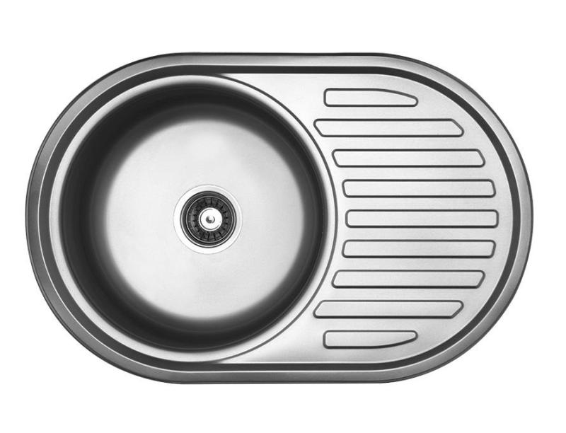 Ausmann Basic στρογγυλός νεροχύτης με στραγγιστήρι από ανοξείδωτο ατσάλι 77x50 cm, περιλαμβάνει σιφόνι 1208955523.