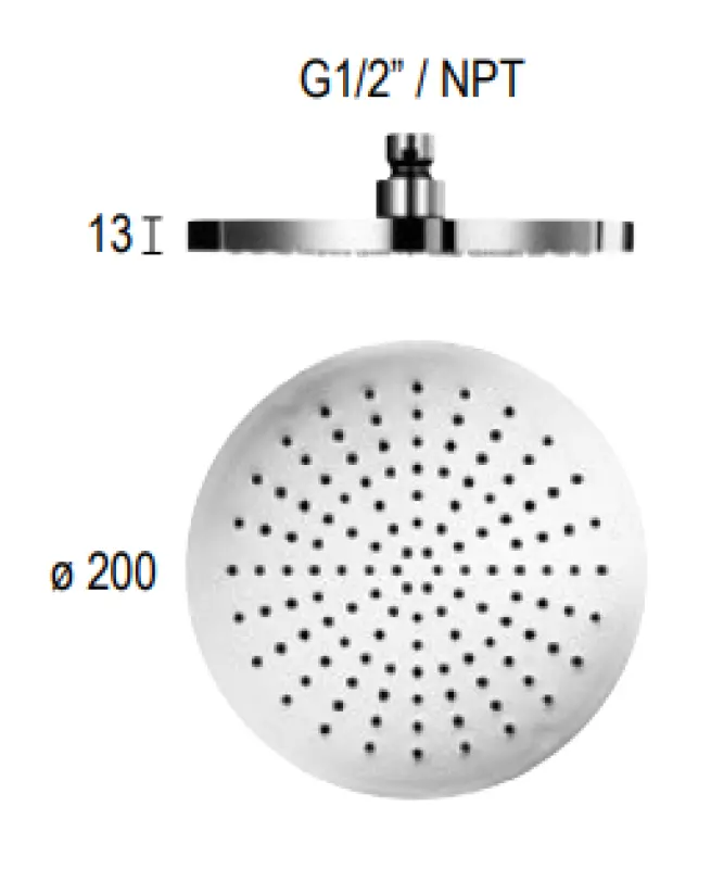 SB Round κεφαλή ντους βροχής πλαστικό 20 cm Ματ Λευκό 1208955601