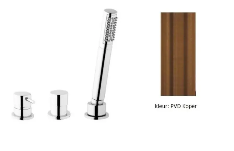 Ονοματολογία Waterevolution Flow Μπαταρία Μπάνιου 3 Οπών για Τοποθέτηση σε Χείλος Μπανιέρας PVD Βουρτσισμένο Χαλκό T138SBCPE