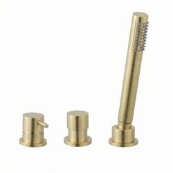 Waterrevolutie Flow 3-θέσεων Μίκτης Μπάνιου για Εγκατάσταση στην Άκρη της Μπανιέρας PVD Βουρτσισμένο Ανοιχτό Χρυσό T138SBWGE