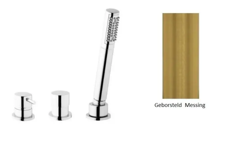 WaterEvolution Flow 3-οπών Μίκτης Μπάνιου για Τοποθέτηση στην Άκρη της Μπανιέρας Βουρτσισμένος Ορείχαλκος Φυσικό T138SBLE