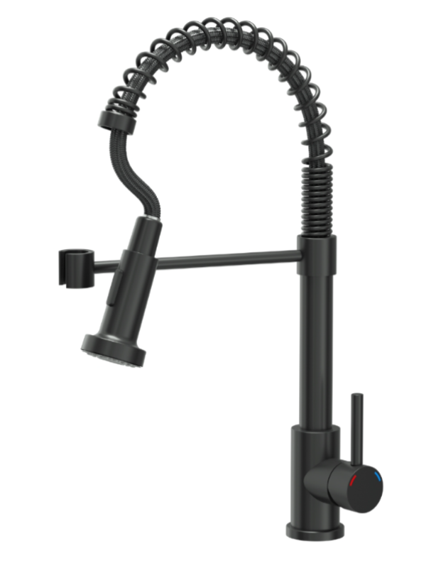 Quadri Derby κουζίνας μπαταρία με εύκαμπτο στόμιο και ντους με 2 τύπους εκτόξευσης μαύρο ματ 1208955917