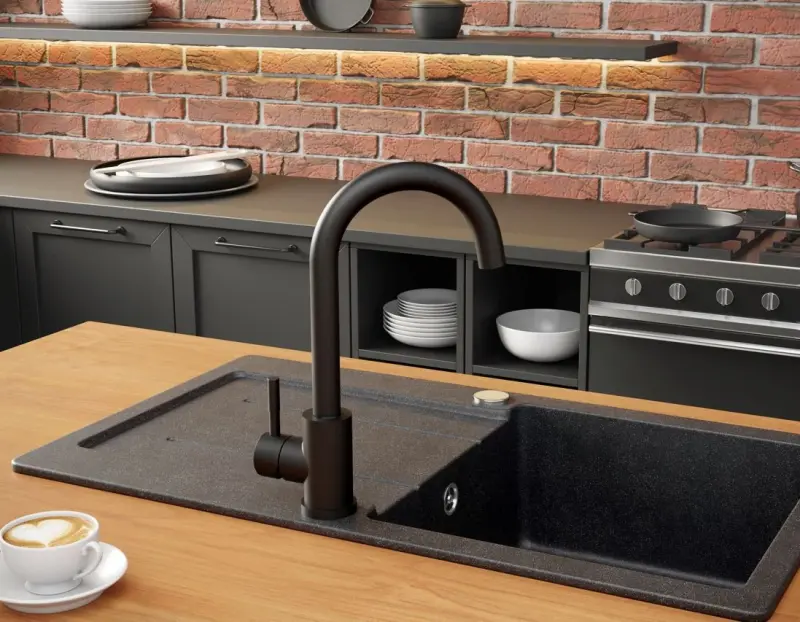 Quadri Coventry μπαταρία κουζίνας μαύρο ματ με περιστρεφόμενο στόμιο 1208956030