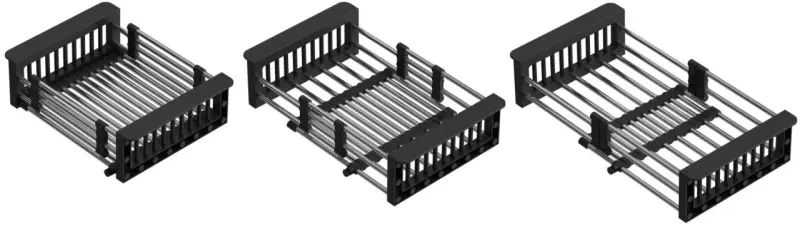 Quadri Καθολικό επεκτεινόμενο καλάθι εισαγωγής ή καλάθι υπολειμμάτων από ανοξείδωτο ατσάλι με μαύρο, πλάτος 22,5 εκ., 1208956037